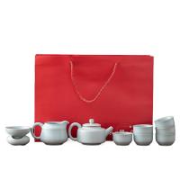 苏氏陶瓷（SUSHI CERAMICS）汝瓷 功夫茶具套装 10头礼盒装（迎宾壶250ml+品茗杯80ml*6个+公道杯250ml+茶漏组）（单位：盒）