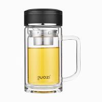 果兹（GUOZI）GZ-S53A星朗双层玻璃办公杯350ml （单位：个）黑色