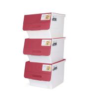 茶花（CHAHUA）2885塑料衣物收纳箱棉被整理箱34L  3个/组 45.5*38*31CM（单位：组）枣红色