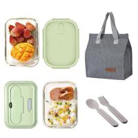 艾逸瑶选 CJ-21122 晶萃高硼硅玻璃饭盒3件套（640ML+1040ML附刀叉+保温餐包） （单位: 套）