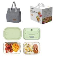 艾逸瑶选 CJ-21122 晶萃高硼硅玻璃饭盒3件套（640ML+1040ML附刀叉+保温餐包） （单位: 套）