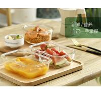 艾逸瑶选 CJ-21122 晶萃高硼硅玻璃饭盒3件套（640ML+1040ML附刀叉+保温餐包） （单位: 套）