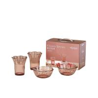 艾格莱雅（Aglaia） 繁花系列 玻璃碗餐具4件套（5英寸小碗+7英寸大碗+8.5英寸盘子+水杯）礼盒装（单位：盒）