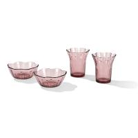 艾格莱雅（Aglaia） 繁花系列 玻璃碗餐具4件套（5英寸小碗+7英寸大碗+8.5英寸盘子+水杯）礼盒装（单位：盒）
