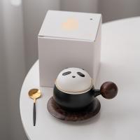 苏氏陶瓷（SUSHI CERAMICS）熊猫茶水分离办公茶格杯咖啡杯 容量180ml（单位：个）黑
