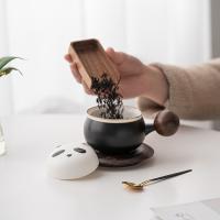 苏氏陶瓷（SUSHI CERAMICS）熊猫茶水分离办公茶格杯咖啡杯 容量180ml（单位：个）黑