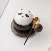苏氏陶瓷（SUSHI CERAMICS）熊猫茶水分离办公茶格杯咖啡杯 容量180ml（单位：个）黑