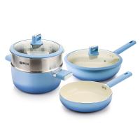 康巴赫（KOBACH）  LPB-CT04A 溢彩锅具四件套  炒锅30cm+蒸锅24cm+煎锅24cm+蒸屉24cm （单位：套）蓝色