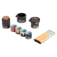 苏氏陶瓷（SUSHI CERAMICS）千里江山四色杯清风壶茶具套装8件套 清风壶180ml+公道杯220ml+茶杯60ml*4+茶叶罐230ml+茶巾（单位：套）