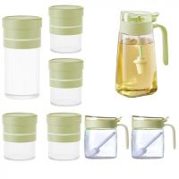 艾逸瑶选 CJ-21130 晶萃系列油壶调味储物罐 8件套(单位：套) 油壶600ml*1+调味罐300ml*2+储物罐500ml*4(可扩容至700ml)+储物罐1000ml*1(可扩容至1200ml)