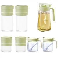 艾逸瑶选 CJ-21129 晶萃系列油壶调味储物罐 7件套(单位：套) 油壶600ml*1+调味罐300ml*2+储物罐500ml*2(可扩容至700ml)+储物罐1000ml*2(可扩容至1200ml)