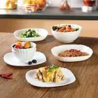 乐美雅 V8371 露特莎白玉餐具7件套 饭碗12cm*2+深盘22cm*2+平盘23cm*2+汤碗18cm*1 (单位: 套)白色
