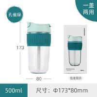 乐扣乐扣（LOCK&LOCK） 双饮吸管杯 玻璃杯 500ml 绿色（单位：个）