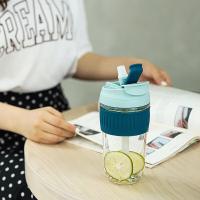 乐扣乐扣（LOCK&LOCK） 双饮吸管杯 玻璃杯 500ml 绿色（单位：个）