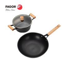 法格（FAGOR）极铁锅具两件套 FG-HDH02CT 22cm汤锅+30cm炒锅（单位：套） 黑色
