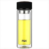 富光（FUGUANG） 304杯子泡茶杯 双层玻璃杯 400ml 黑色（单位：个）