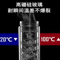 富光（FUGUANG） 304杯子泡茶杯 双层玻璃杯 400ml 黑色（单位：个）