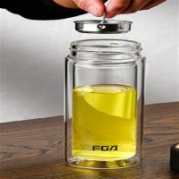 富光（FUGUANG） 304杯子泡茶杯 双层玻璃杯 400ml 黑色（单位：个）