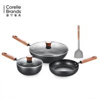 康宁餐具（Corelle Brands） 零涂层锻打铁锅四件套 CB-JSG01-SL/KZ 炒锅32cm+煎锅24cm+奶锅20cm+铲子31cm (单位:套)