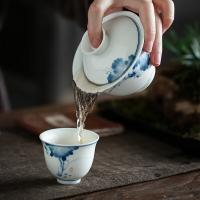 苏氏陶瓷（SUSHI CERAMICS）手绘荷韵茶具组 盖碗*1茶杯*2（单位：套）
