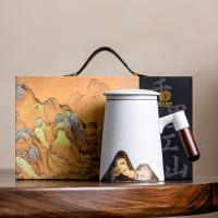 苏氏陶瓷（SUSHI CERAMICS）手绘釉画彩千里江山茶隔杯陶瓷过滤内胆水杯容量460ml（单位：个）白