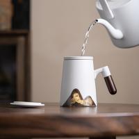 苏氏陶瓷（SUSHI CERAMICS）手绘釉画彩千里江山茶隔杯陶瓷过滤内胆水杯容量460ml（单位：个）白