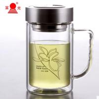 富光（FUGUANG） 双层玻璃杯 带把手 700B-520 520ml 含盖 彩盒包装 (单位:个) 透明
