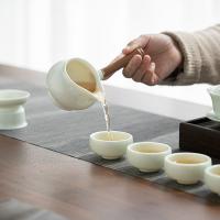 苏氏陶瓷（SUSHI CERAMICS） 翡翠玉羊脂玉 茶具套装 12件套 影青色（单位：套）侧把公道杯200ml*1、侧把壶200ml*1、品茗杯50ml*8、茶漏组*1、三才盖碗160ml*1