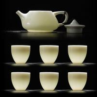 苏氏陶瓷（SUSHI CERAMICS） 翡翠玉羊脂玉 茶具套装 7件套 青色（单位：套）茶壶230ml*1、茶杯70*6