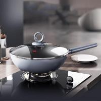 三禾（SANHO） LC32S1 无涂层不粘炒锅 钛合金炒菜锅 32cm (单位: 个)天穹黑
