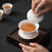 苏氏陶瓷（SUSHI CERAMICS）羊脂玉瓷聚香三才盖碗两杯小套装 3件套 礼盒装（单位：盒）