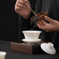 苏氏陶瓷（SUSHI CERAMICS）羊脂玉瓷聚香三才盖碗两杯小套装 3件套 礼盒装（单位：盒）