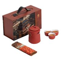 苏氏陶瓷（SUSHI CERAMICS）故宫禾黍 国潮宫廷红旅行茶具套装 4件套 礼盒装（单位：盒）