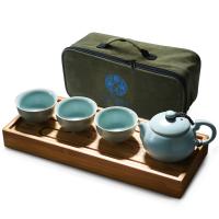 苏氏陶瓷（SUSHI CERAMICS） 汝窑 茶具套装 4件套 天空之境（单位：套）茶杯*3、茶壶*1