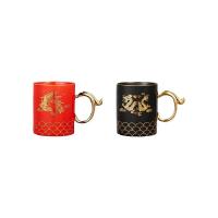 共禾京品 龙凤呈祥 陶瓷马克杯对杯 360ml  杯子*2 小勺子*2 礼盒装 (单位:套)