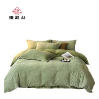 璞莉丝 PLSTJ101 牛奶绒加厚5D雕花绒床上四件套 被套200*230cm 床单245*250cm 枕套48*74cm*2 （单位：套） 绿色