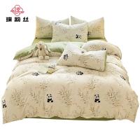 璞莉丝 PLSTJ108 熊猫家园双层纱床上四件套 被套200*230cm 床单230*230cm 枕套48*74cm*2（单位：套） 绿色