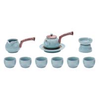 八方礼 BFL2021-5 江山如画（侧把） 功夫茶具 茶壶*1，茶海*1，茶杯*6，壶承*1，茶漏*1，茶托*1 （单位:套） 梅子青