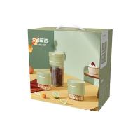 艾逸瑶选CJ-21128晶萃系列百变储物罐5件套 500ml*4+1000ml*1 绿色（单位：套）