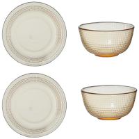 佰乐扣（BAILOCK） 玻璃餐具 四件套 碟子196mm*2+小碗460ml*2 (单位: 套)