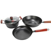 LUVHOO LH-FB216 匠心锤纹铁锅三件套 煎锅26cm+汤锅带盖23cm+炒锅32.5cm (单位: 套)