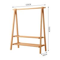 臻远 ZY5052280 实木衣帽架 120*48*150cm 原木色 双层 (单位:个)