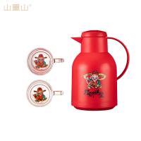 山重山 6076 财神保温壶杯三件套 保温壶1000ML*1 玻璃杯350ml*2 红色（单位：套）