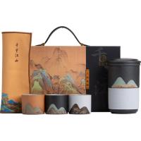 苏氏陶瓷（SUSHI CERAMICS） J0713 手绘釉画彩千里江山手抓壶礼盒套装中国风文创伴手礼 整套茶具 (单位:套)