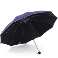 天堂 3311E 黑胶三折晴雨伞 64cm*10k  （单位：把） 藏青色