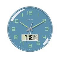 TIMESS p47-4 万年历温度石英挂钟 14英寸  (单位：个 )轻奢蓝