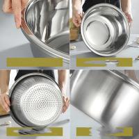艾逸瑶选 CJ-21108 贝恩多用途不锈钢盆 18CM+20CM+22CM+24CM调料缸+24CM米筛盘 不锈钢色  新旧包装随机发货 (单位:套)