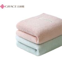 洁丽雅（Grace） A类新疆长绒棉毛巾 W0369 72*34CM*2条 (单位:组) 樱花粉/素雅绿