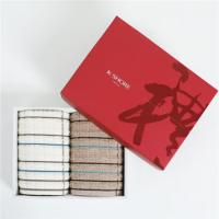金号（KING SHORE） A类纯棉条格毛巾2条装 GA1016 70*34*2 120盒/箱 (单位:盒) 白色棕色