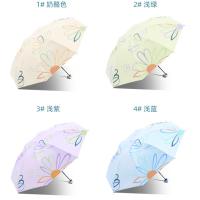 天堂伞 33886E 三折晴雨伞 黑胶 57CM*8K（单位：把）颜色随机